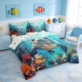 thumbnail image 2 of Manfei Oil Painting Underwater Seal Twin Bedding Sets for Kids Boys and Girls, Ocean Animal Print Bedding Comforter Set, Polka Dots Reversible 7 Pieces, 2 of 6