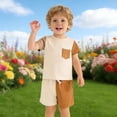 thumbnail image 5 of Toddler Short Sleeve Shirts and Shorts Set Summer Outfit for Boys Girls Casual 2 Piece Outfits Color Block Design, 5 of 5