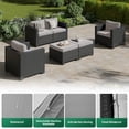 thumbnail image 3 of ClouddWell 4 Seat Outdoor Patio Furniture Set, Patio Conversation Sets with Thick Waterproof Cushions & 2 Ottoman(Grey), 3 of 6