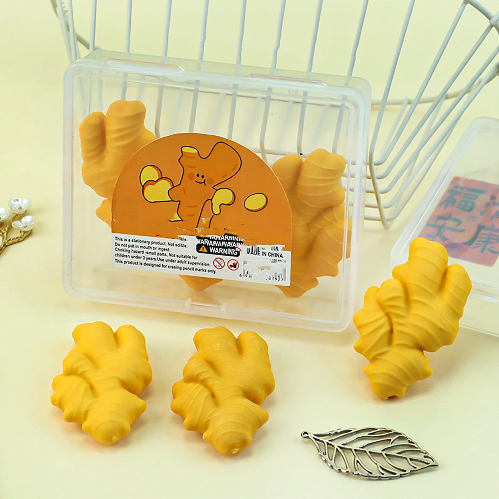 Seyotauo Simulated Ginger Eraser, Cute Pencil Eraser, Clean No Residue High Appearance Desk Decor, Portable Stationery for Office Study Homework Daily Use, Gift for Friends