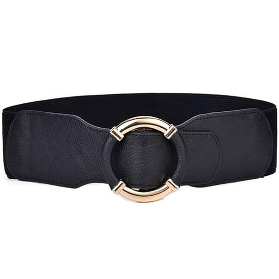Generic Women Wide Stretchy Belt Vintage Elastic Waist Belt for Dress with Gold Buckle Women Elastic Belt Stretchy Wide Waist Vintage Women'S Dress Belt