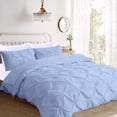 thumbnail image 2 of Pinch Pleated Duvet Cover Set - 3 Piece Set with Zipper, 100% Egyptian Cotton & Luxurious 400 Thread Count, Pintuck Comforter Cover & Pillow Covers - Light Blue Solid, Queen Size., 2 of 6