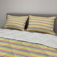 thumbnail image 2 of Colorful Comforter & Sham Bedding Set, Layout of Mini Triangular Motifs Horizontally Aligned, 3 pcs Duvet Set Microfiber Filling Quilt, 5 Sizes, Violet Lime Green, by Ambesonne, 2 of 4