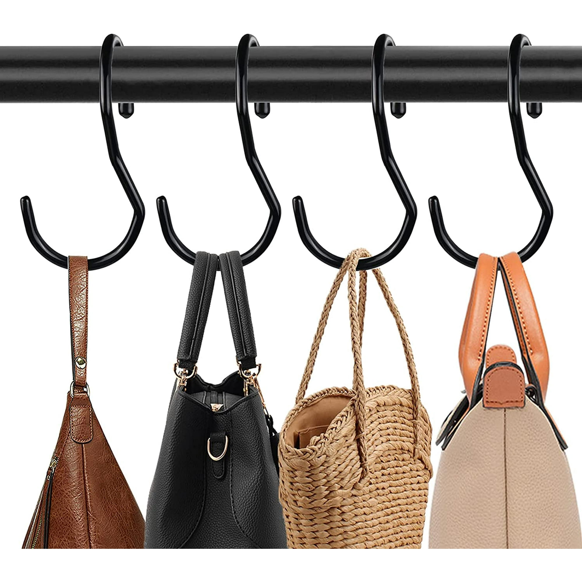 8 Pack Black Purse Hanger for Closet Large S Hooks Twist Design Hanger for  Hanging Handbags Belts Scarves Hats Clothes Planter Cups Pans and Pots 