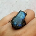 thumbnail image 2 of Blue Labradorite Coffin Ring: Oxidized 925 Sterling Silver Gemstone, 2 of 10