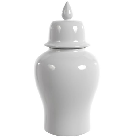 Red Lantern 32" White Porcelain Temple Jar
