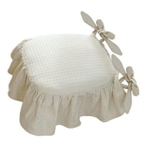 DAMAI Ruffled Chair Cushion for Dining Chairs, French Cotton Simple Seat Cushion, Ruffled Chair Cushions with Ties and Cotton Filled for Kitchen and Officewooden Dinner Chair (Beige)