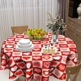 thumbnail image 6 of Pink Valentine Tablecloth Round - Red Hearts Table Cloths 60 Inch Valentines Buffalo Plaid Table Cover Circular Decorative for Picnic Party Holiday Home, 6 of 8