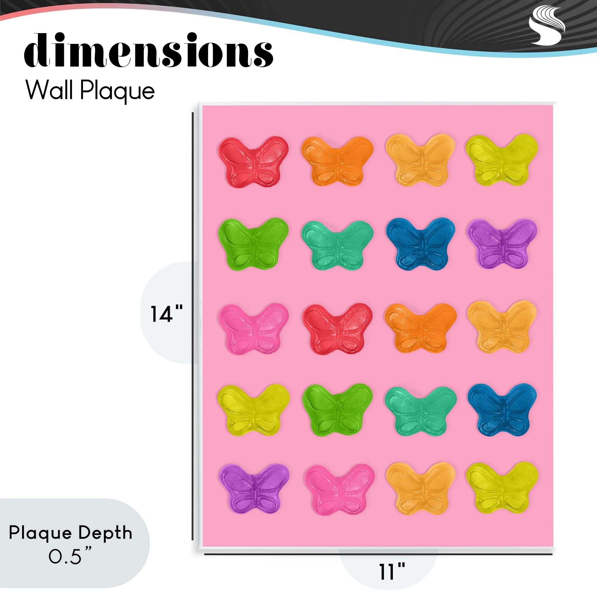 Stupell Industries Colorful Butterflies on Pink Wall Plaque Art, design by LISH Creative