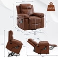 thumbnail image 3 of Muumblus Oversized Power Lift Recliner with Heated Massage, PU Leather Sofa for Living Room, Brown, 3 of 9