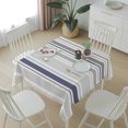 thumbnail image 6 of Gray Stripe Table Cloth Waterproof Tablecloths, Modern Abstract Art Navy Blue Striped Rustic Tablecloth Dining Table Cover for Kitchen Party Tabletop Outdoor, Square Tablecloth 60x60 Inch, 6 of 8