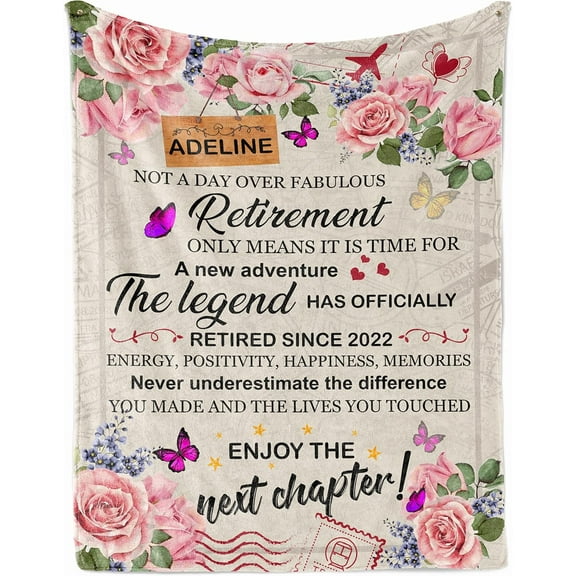 Retirement Gifts for Women 2022 Retired Throw Blankets Happy Retirement Party Decorations Personalized Cozy Soft Fleece Sherpa Blanket Farewell Gifts for Coworkers Boss Friend Mom Grandma