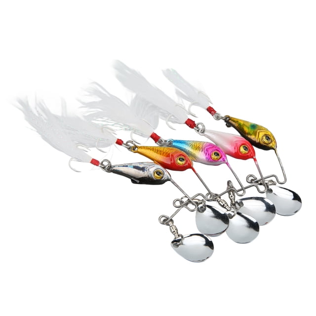 5 señuelos de pesca giratorios VIB de metal, mini señuelos de pesca de 15 g, cebo duro artificial, cuchara VIB.