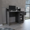 thumbnail image 3 of Computer Desk Delmar with Open Storage Shelves and Single Drawer, Smokey Oak Finish, 3 of 4