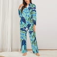 thumbnail image 3 of Junzan Flying Swallows Print Womens Pajama Sets,Long Sleeve Button Down For Women Pjs 2 Piece, 3 of 9