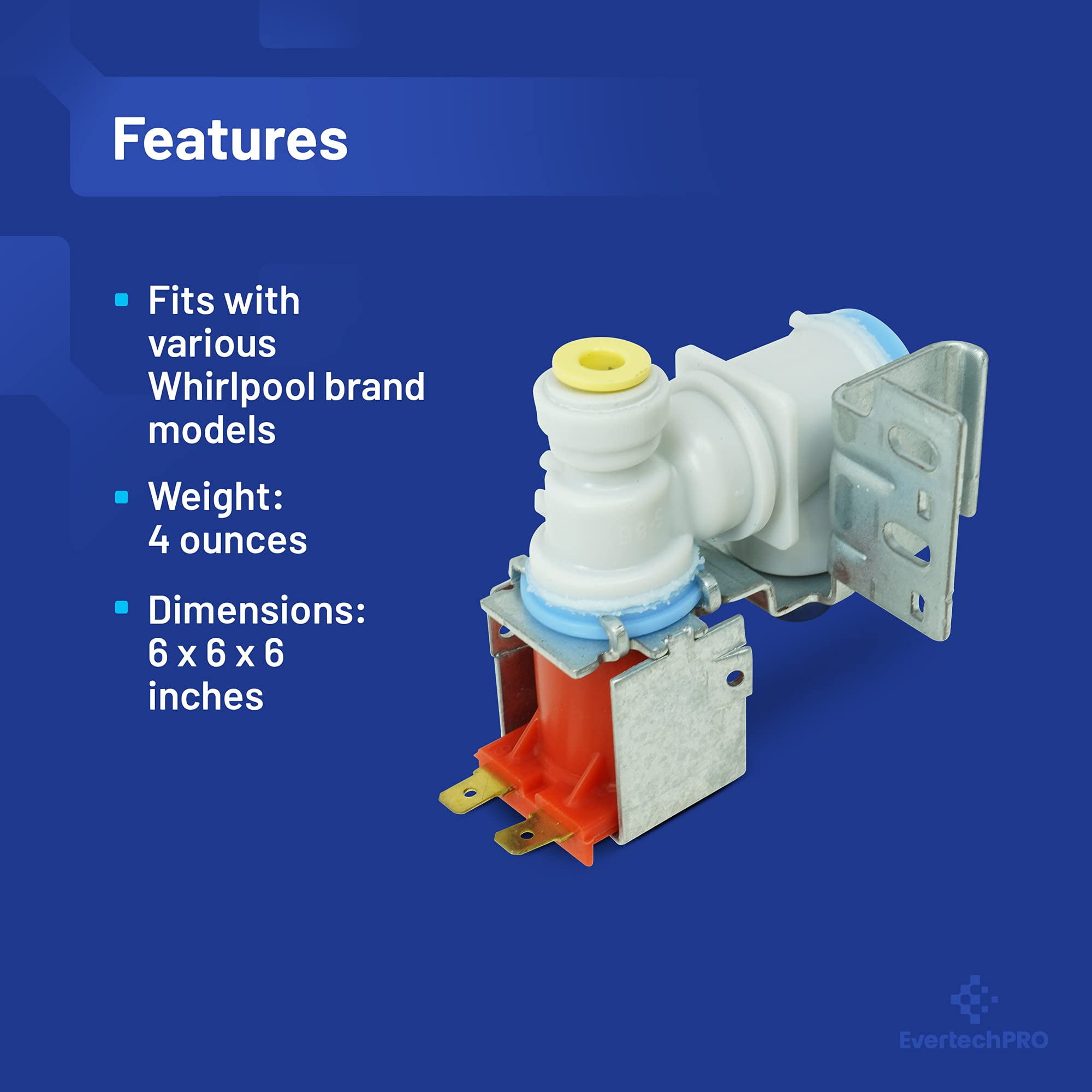 EvertechPRO 2315576 Original Version Ice Maker Water Valve for Whirlpool Refrigerator 2315508 2210436 W10219716 4318047
