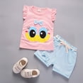 thumbnail image 2 of TOWED22 Toddler Girl Summer Clothing 2pcs Graphic Ruffle Sleeve Sleeveless Tank Top and Elastic Shorts Set Outfits Cute Toddler Print Clothes(Pink,2-3 Y), 2 of 5