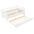 thumbnail image 6 of Low Loft Bed Twin Size with Full Safety Fence, Climbing ladder, Storage Drawers and Trundle White Solid Wood Bed, 6 of 9