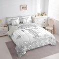 thumbnail image 3 of Manfei Bling Monogrammed T Twin Bedding Sets 7-Piece for Girl, Grey Fashion Watercolor Marble Bedding Comforter Set, Chic Sequin Print Reversible Sheet Sets, Microfiber Bedroom Decor, 3 of 7
