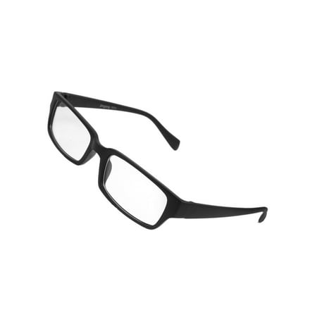 Unisex Plastic Frame Rectangle Shaped Clear Lens Plain Plano Glasses Black