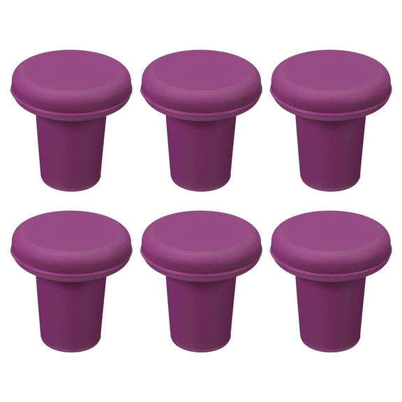Uxcell T-shaped Reusable Silicone Wine Bottle Stoppers Caps Purple 6 Pack