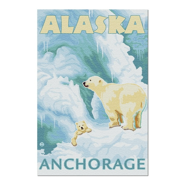 Polar Bears and Cub Anchorage, Alaska (20x30 Premium