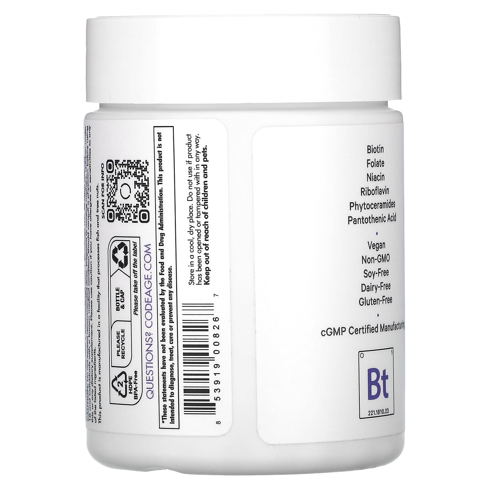 Codeage Beauty Tonic, 1500mcg of Biotin per Serving, Astaxanthin, Vegan Collagen Food Blend, non-GMO, 90 ct