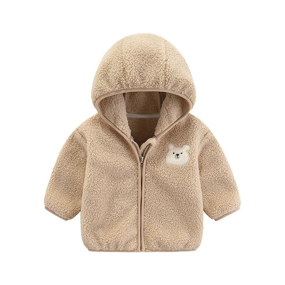 Tbopshirt Toddler Girls Winter Coats,Hooded Kids Coats Toddler Baby Boys Girls Solid Color Plush Long Sleeved Cute Winter Casual Keep Warm Hoodie Coat