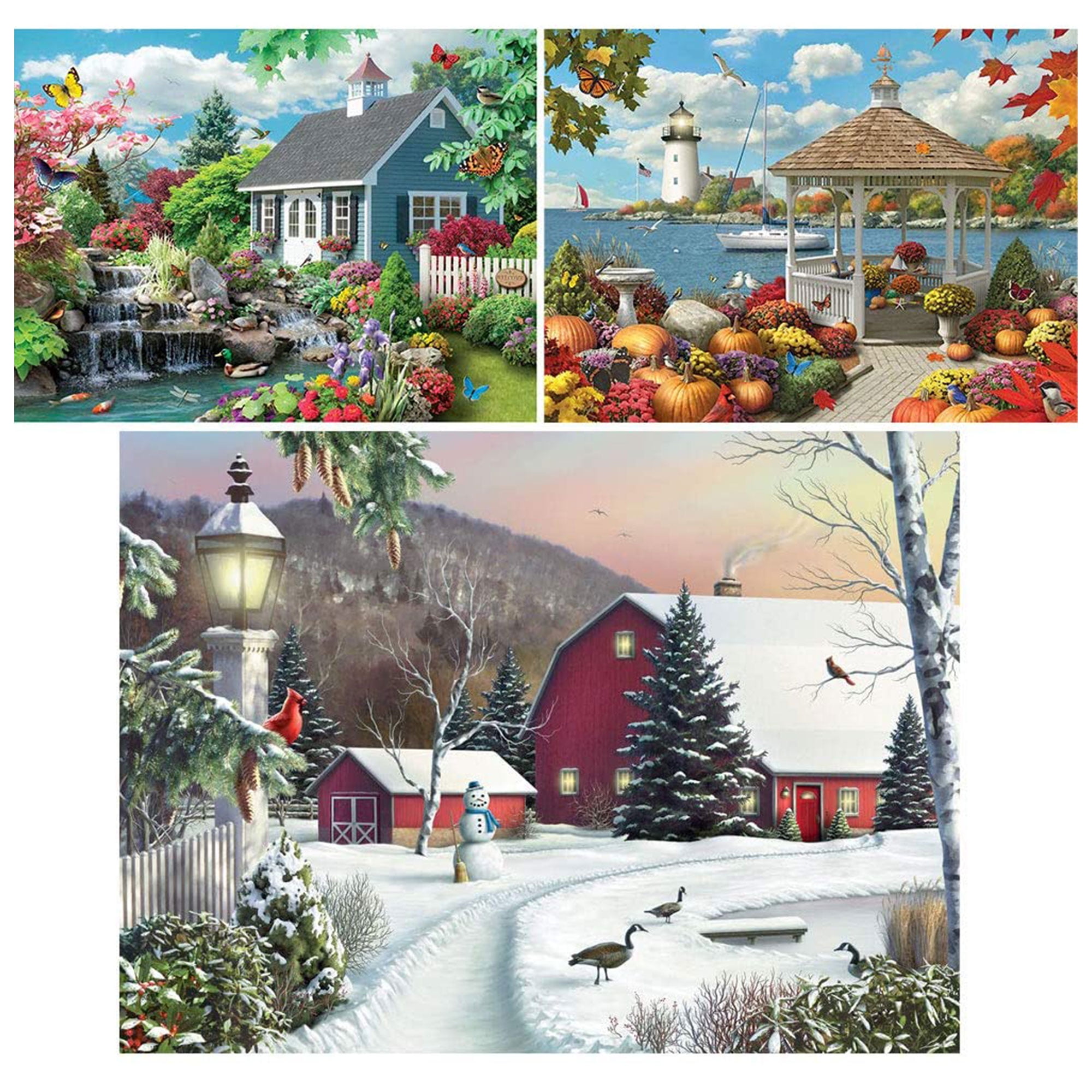 Bits & Pieces 3-Pack 1000-Pc Seasonal Scenic Puzzles by Alan Giana