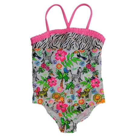 

Toddler Girls 1 Piece Jungle Animal Print Zebra Swim Suit Swimming & Bathing 4T