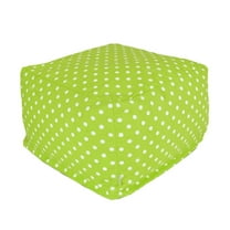 Majestic Home Goods Indoor Cotton Lime Small Polka Dot Ottoman Pouf