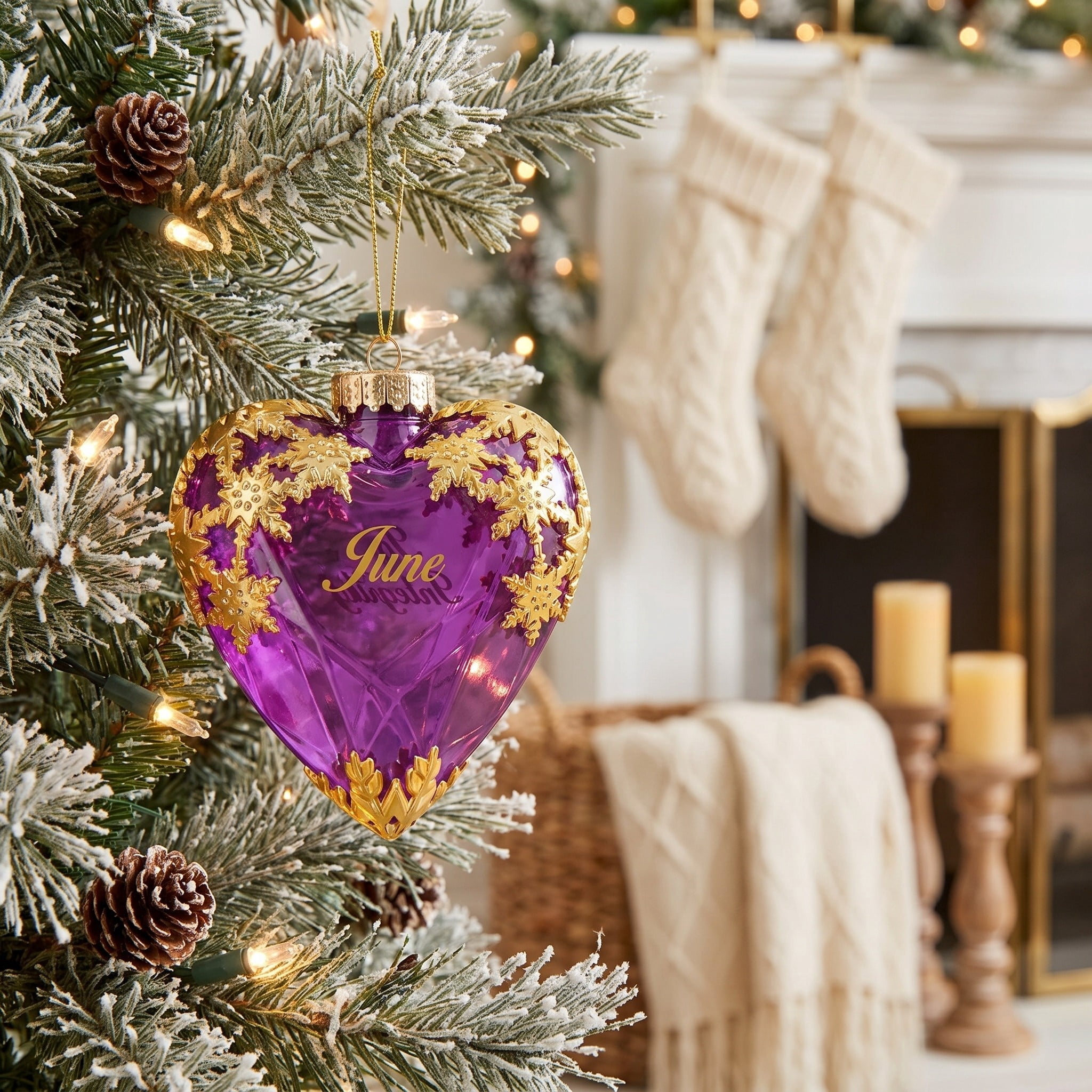 Gold and Purple June Birthstone Christmas Ornament, 4.3", by Holiday Time