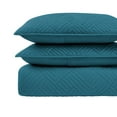 thumbnail image 6 of DESIGN STUDIO Garment Wash Grid Teal 3-Piece Microfiber Quilt Set - Full/Queen, 6 of 6