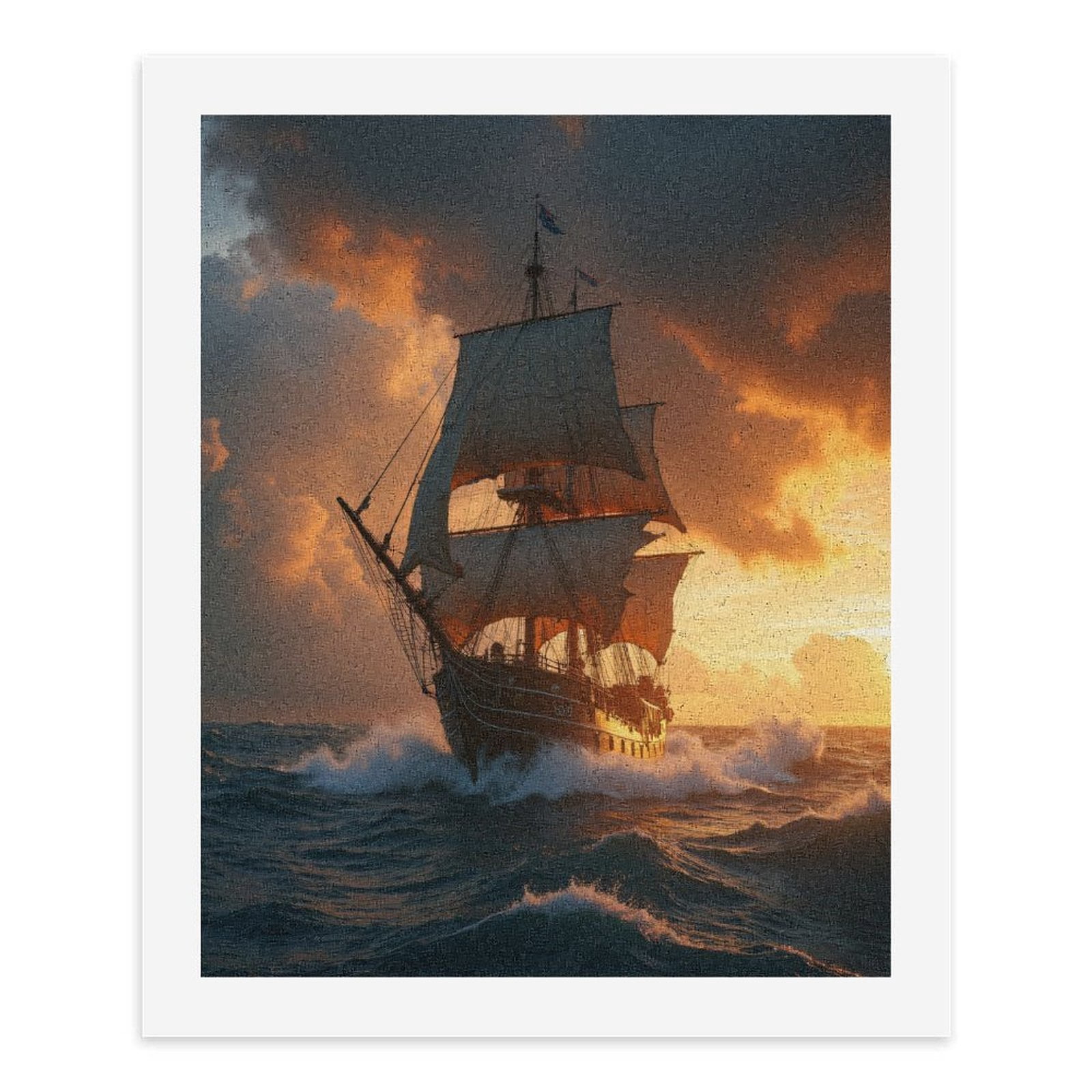 Paint by Numbers Kit for Adults, Sunset Voyage Tall Ship Ocean Waves Paint by Numbers, Easy Paint by Numbers Kit for Adults Beginner, DIY Adult Paint by Number Kits on Canvas, Home Decor
