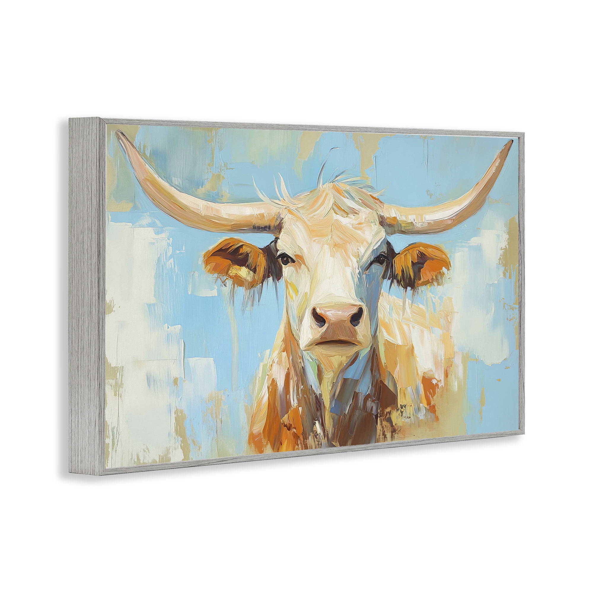 Stupell Industries Abstract Texas Longhorn Gray Framed Giclee Art, design by Tina LeCour