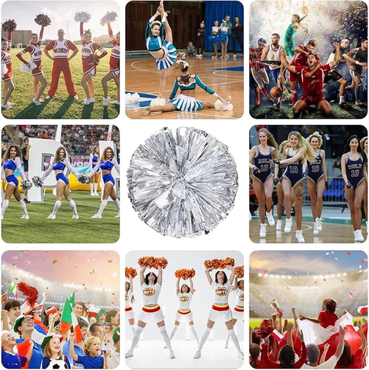 EONQY Plastic Cheerleading Poms, 4Pcs Super Cute Cheerleading pom poms Cheer Dance Pom Pom for Game, Sports, Aerobics