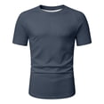 thumbnail image 4 of NinXxx Men's Solid Short Sleeve Crewneck Everyday Basic Comfort Top Navy S, 4 of 4