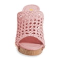 thumbnail image 3 of FSJ Women Platform Chunky Heel Sandals Braided Open Toe Slip On Wide Band Wooden Block Mules Shoes Size 8 Pink, 3 of 4