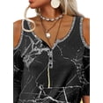 thumbnail image 4 of DYMADE Women Plus Size Long Sleeve Printed Off Shoulder T-shirt Top, 4 of 4