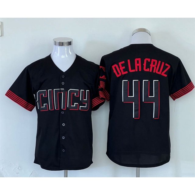 Baseball Uniform Reds Jersey Fan Elite Version Reds 44# 11# 19# 30# Delacruz Copy Player Name Jersey -GTV