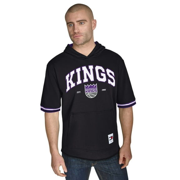Men's Tommy Jeans Black Sacramento Kings Paul French Terry Short Sleeve Pullover Hoodie