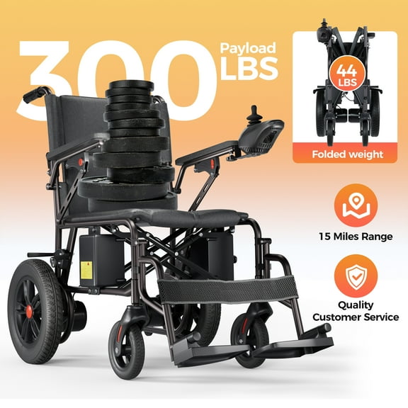 Edcsi Electric Wheelchairs for Adults, Foldable Electric Wheelchair, Lightweight Compact Fold Power Wheelchair, Travel Folding Portable Mobility Scooter, Motorized Wheelchairs for Seniors