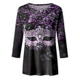 thumbnail image 4 of PMUYBHF T-Shirt Imprimé Joyeuses Fêtes Manches 3/4 Col Rond Blouse 2447 m, 4 of 5