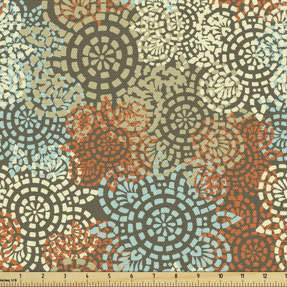 Vintage Sofa Upholstery Fabric by the Yard, Grungy Composition with Rich Flower Gentle Spring Foliage Revival, Decorative Fabric for DIY and Home Accents, Multicolor by Ambesonne