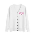 thumbnail image 2 of GUZOM Sweaters Womens White V-Neck Cardigan Soft Acrylic Long Sleeve Loose Fit with Winged Heart Print Plus Size S-XXXL for Spring Fall Layering,Size 2XL, 2 of 5