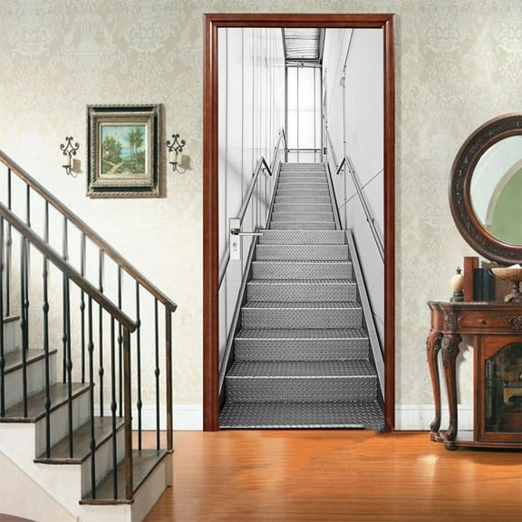 Creative Vintage Luxury Staircase Pattern Door Sticker Self Adhesive Wallpaper Living Room Bedroom r