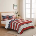 thumbnail image 5 of Full Quilt Set 78''x90'', American Flag Lightweight Bedspread Coverlet Set with 2 Pillow Shams, Red Blue Star Stripes Rustic Farmhouse Wood Breathable All Season Quilt Bedding for Bedroom/Guest Room, 5 of 9