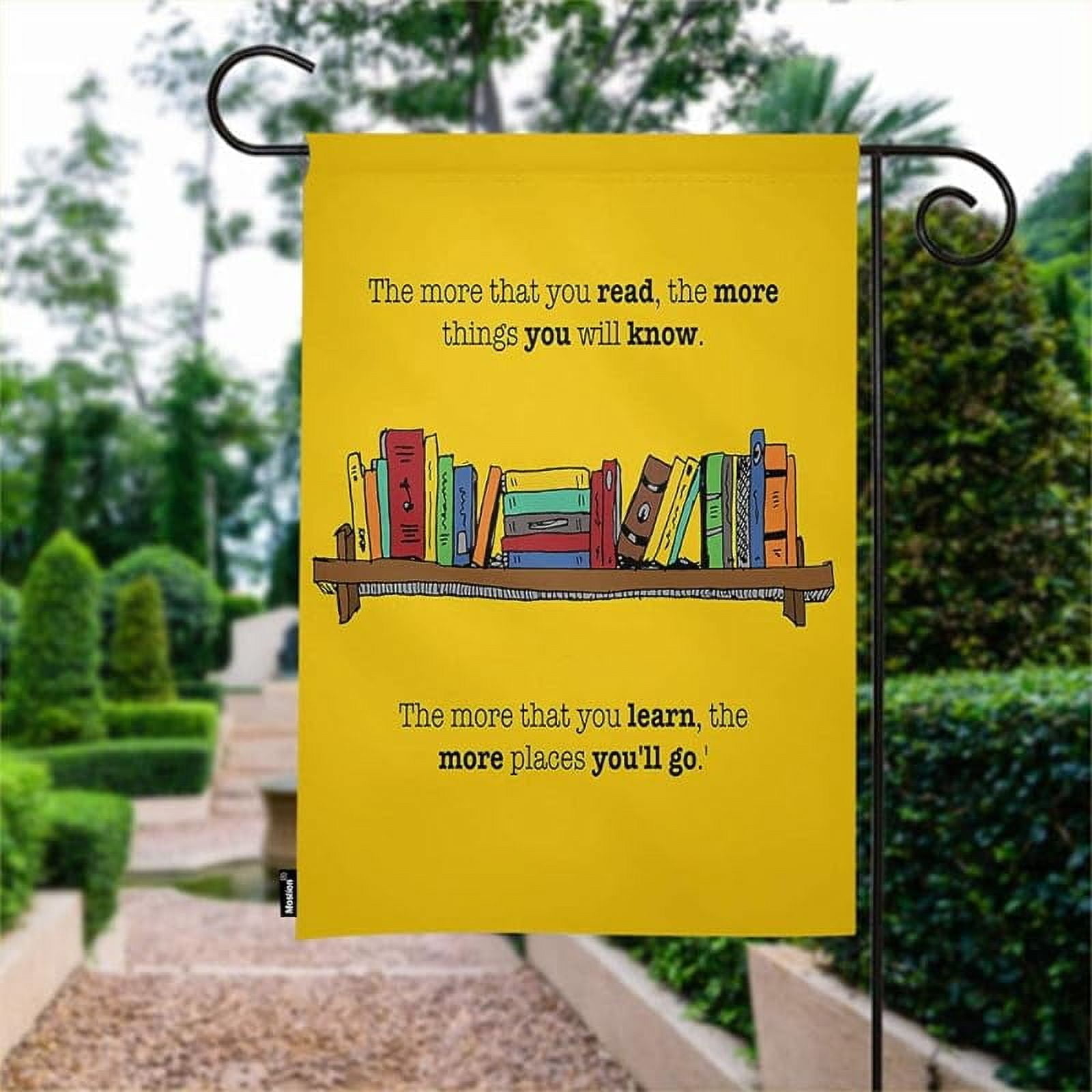 Book Garden Flag Motivational Quote The More You Read Learn Home Flags Double-Sided Banner Welcome Yard Flag Outdoor Decor. Lawn Villa