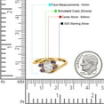 thumbnail image 4 of Yellow Tone, Simulated Cubic Zirconia Size-9 Oval Art Deco Wedding Engagement Bridal Ring Round Simulated Amethyst CZ 925 Sterling Silver, 4 of 7