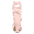 thumbnail image 3 of BLISSFUL STEP Women's Solid Color Lace up Mid Block Heels Sandals, 3 of 7